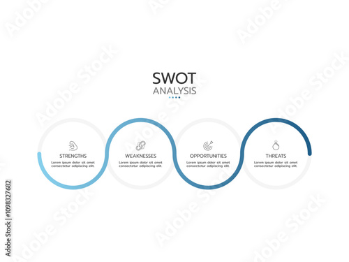 SWOT analysis concept with big boxed banner table information for infographic template banner with four icons and list information.