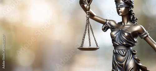 Symbol of justice holding scales with a blindfold, representing fairness and equality photo