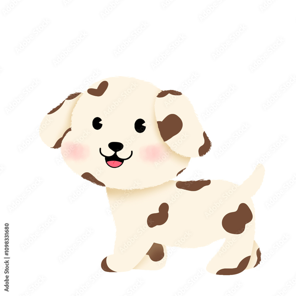 Naklejka premium Adorable Spotted Puppy: Cute Digital Illustration