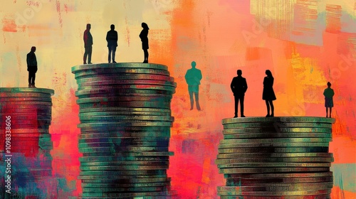 Gender Pay Gap Illustrated By Silhouettes On Coins