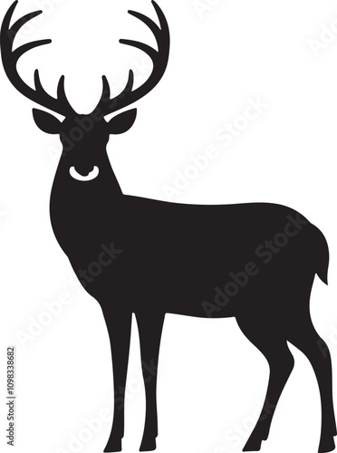 The image is a black silhouette of a deer with prominent antlers. It is simple, clean, and ideal for use in designs or logos.