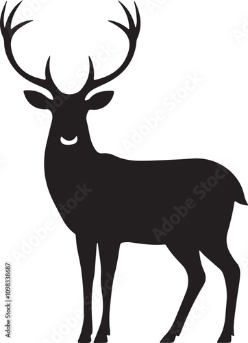 The image is a black silhouette of a deer with prominent antlers. It is simple, clean, and ideal for use in designs or logos.