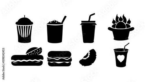 Fast Food and Drink Icon Collection – Vector Set, Delicious Fast Food & Drink item design