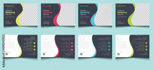 Simple stylish EDDM elegant clean creative modern corporate professional company minimal editable marketing agency business postcard design template.