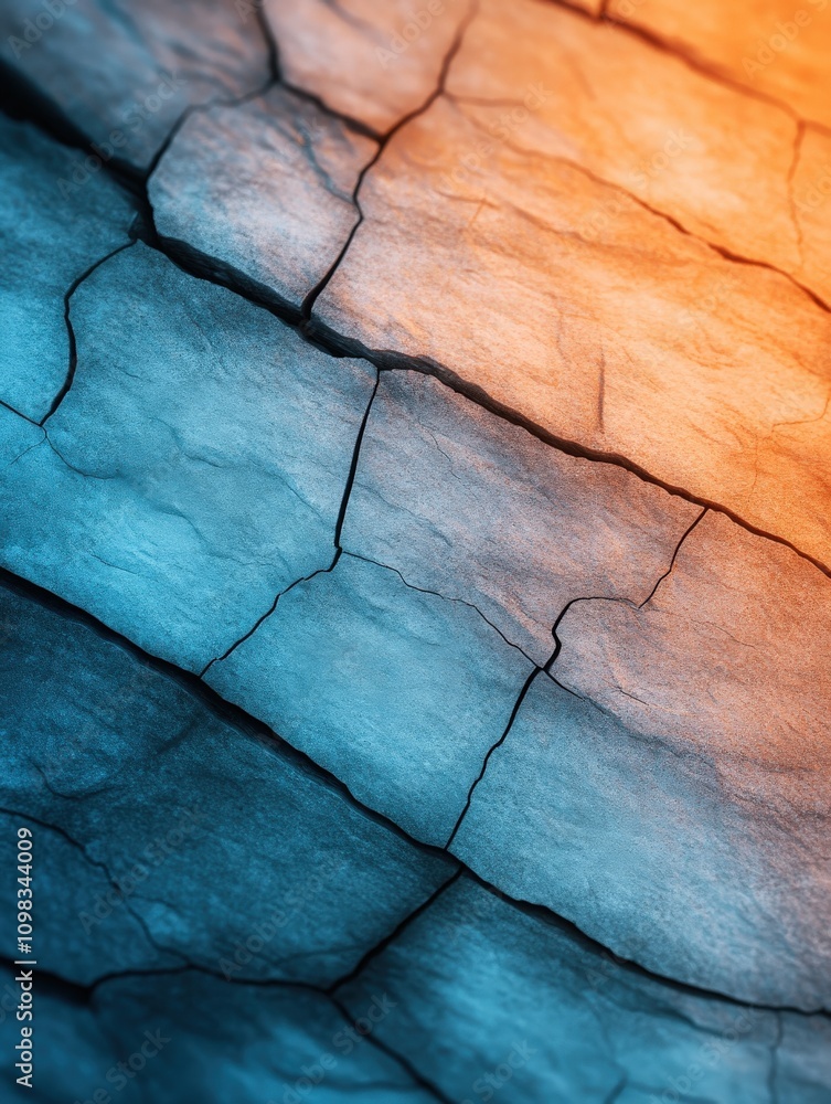 Naklejka premium Close-up of textured surfaces showcasing vibrant blue and orange patterns.