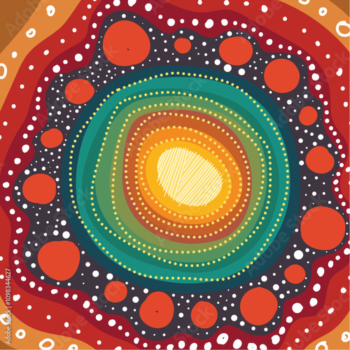 A digital vector piece that captures the essence of Aboriginal dot art