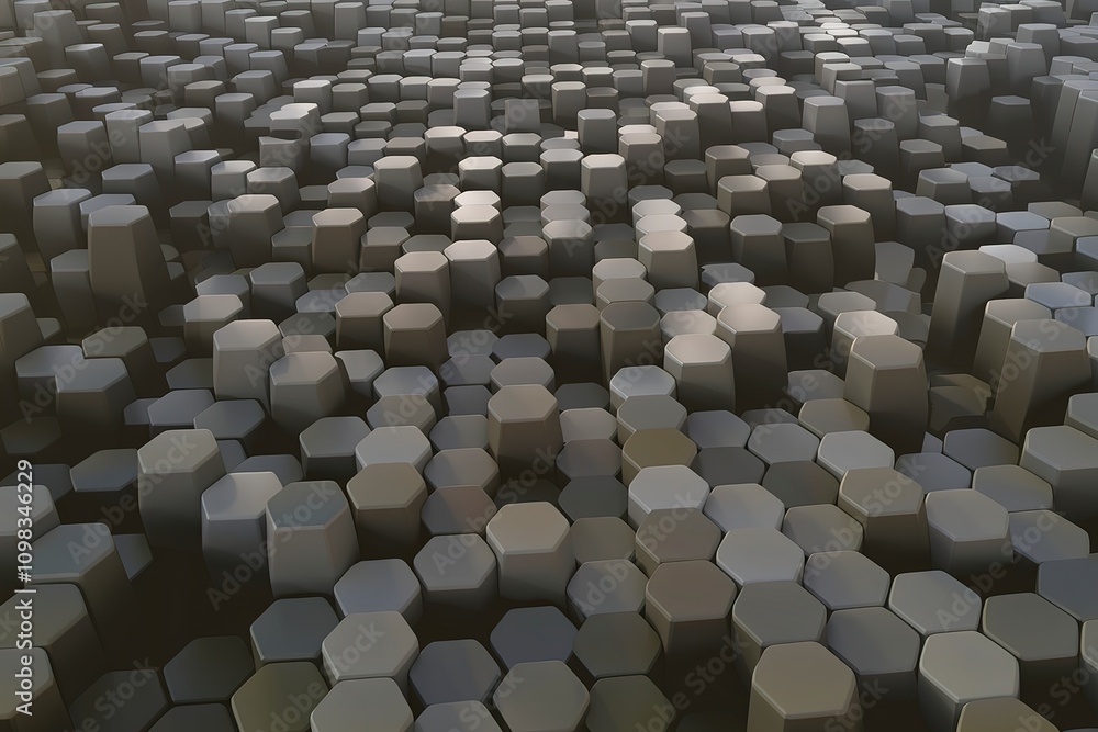Fototapeta premium a dense, three-dimensional arrangement of hexagonal tiles