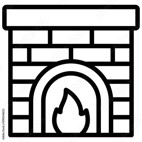 fireplace icon illustration design with outline