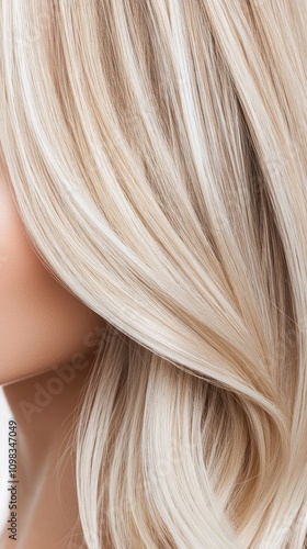 Wallpaper Mural Close up view of flowing blonde hair styled in soft waves under bright lighting Torontodigital.ca