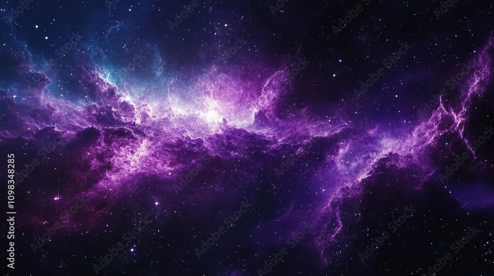 Fototapeta premium Cosmic Gradient Blending of Deep Purple and Black in a Vast Galactic Background with Stars Highlights the Beauty of the Universe