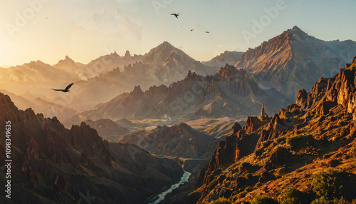 Aube sur les montagnes majestueuses