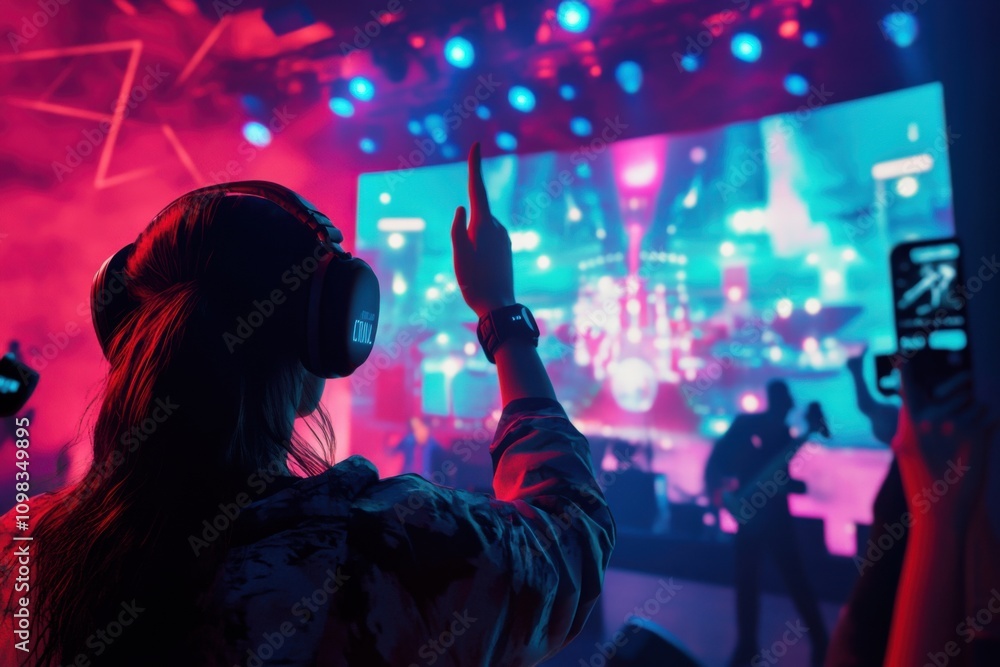 Players participating in a virtual concert event with event UI and ...