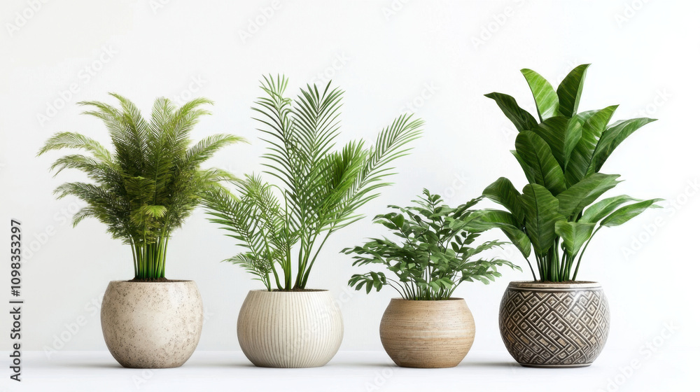 Fototapeta premium Potted plants in modern style for interior design or wallpaper.