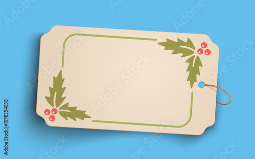 Vector old paper banner with Christmas plants.