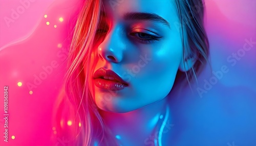 Young beautiful woman face portrait.