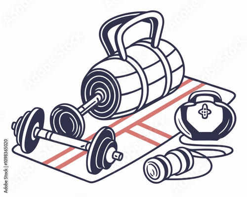 Dumbbell and Weightlifting Illustration: Fitness and Strength Training Designs for Workout Enthusiasts!