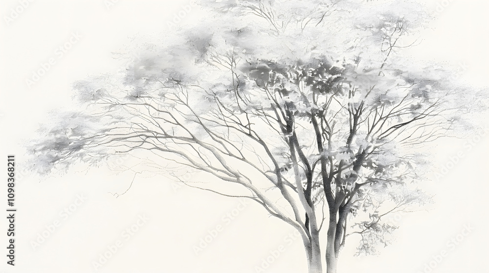 Obraz premium Black and white tree sketch