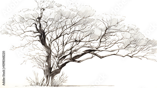 Wallpaper Mural Black and white tree sketch Torontodigital.ca