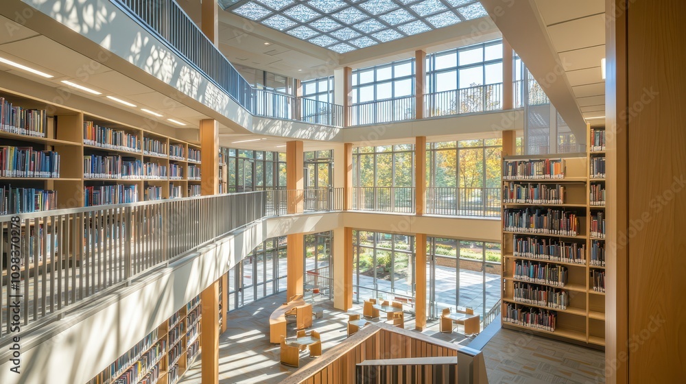Atrium For Library Academic Library Atrium: Soaring Skylight, Vertical Poster Mockup, and ...