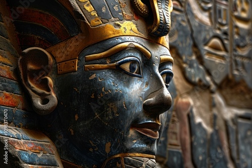 Majestic tutankhamun death mask exhibiting ancient egyptian art and history photo