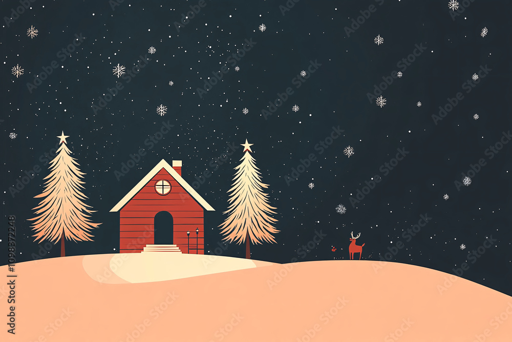 Fototapeta premium Flat Geometric Christmas Background with Copy Space for Holiday Designs