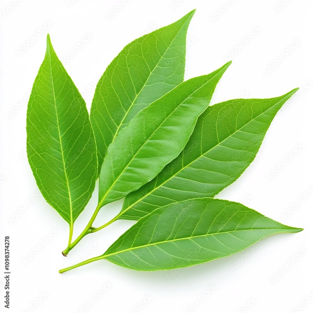 Fototapeta premium Stunning Macro Photo of Lush Henna Tree Leaves on Clean White Background