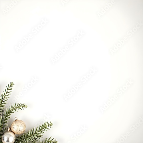 christmas background with fir branches and balls photo