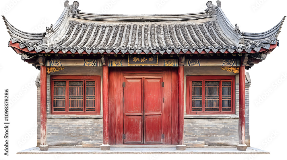 Fototapeta premium Chinese Home Architecture Isolated on Transparent Background 