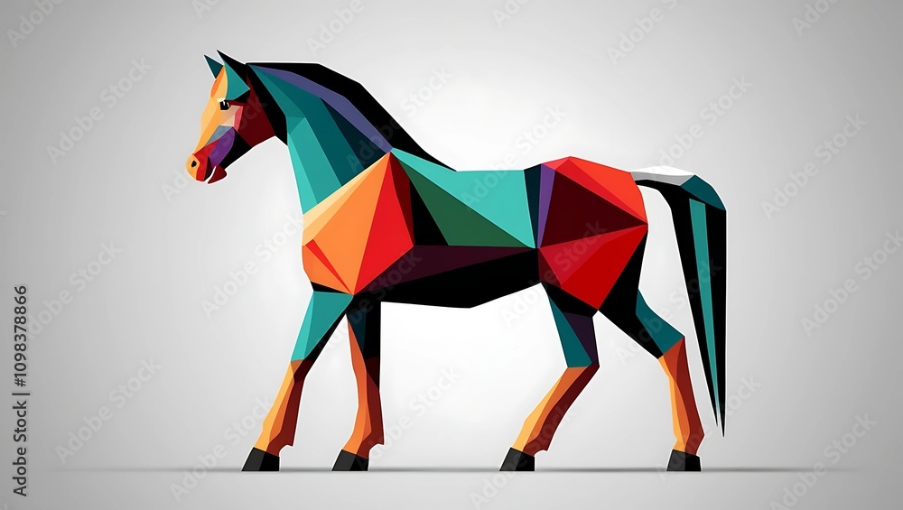 Obraz premium Minimalist Abstract Horse in Low Poly Style