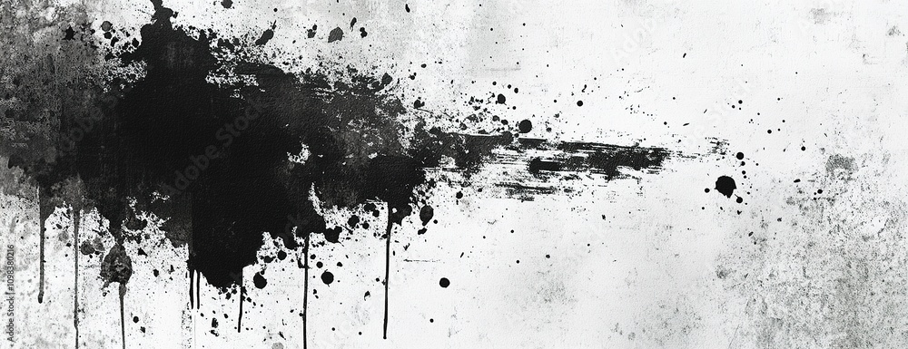 Obraz premium Splattered ink texture on vintage beige background.