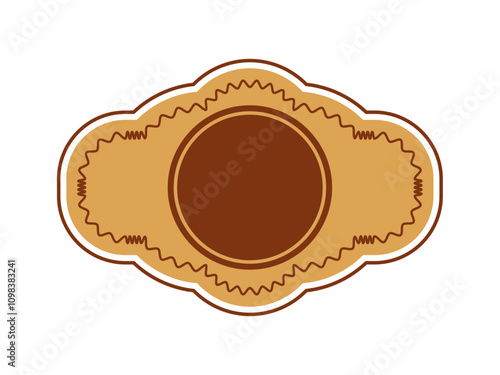 Decorative Vintage Style Brown Label Graphic handcraft shape design