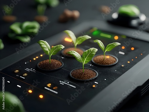 Precision Farming Data Visualization Depicting Detailed Corn Crop Seedling Growth and Development with Data Metrics and Analytics for Futuristic Smart Farming Scene Clean Lines and Vivid Hues