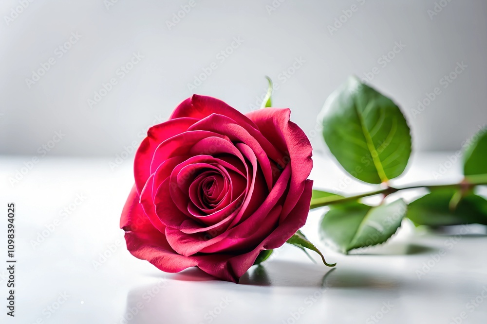 Fototapeta premium Red rose flower on white background
