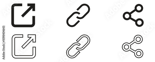 Share icon vector set, social link share icon set isolated on white background.