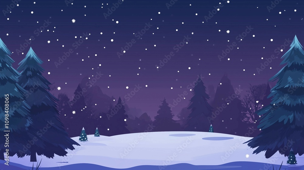 Fototapeta premium Snow-covered pine branches,blurred background of falling snowflakes,copyt space,Christmas concept.