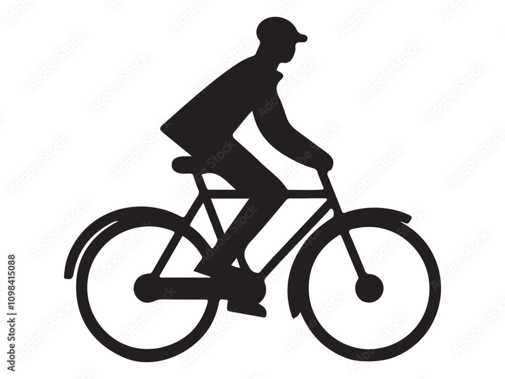 Obraz premium silhouette of a person riding a bicycle vector illustration 