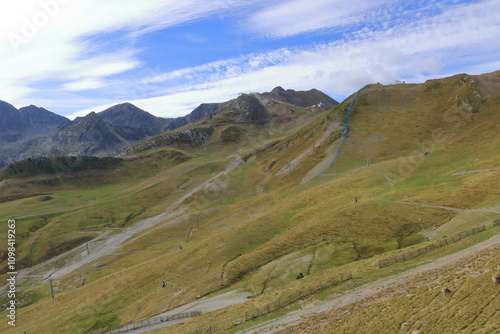 the mountains around the village Pas de la Casa, Pyrenees, Andorra in summer