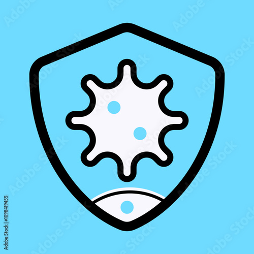 Abstract design of a virus protection shield flat icon design