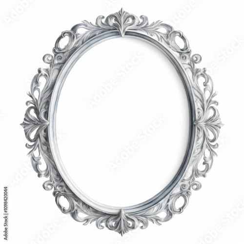 Watercolor illustration of an ornate oval frame on white background suitable for displaying artwork, capturing timeless elegance and craftsmanship