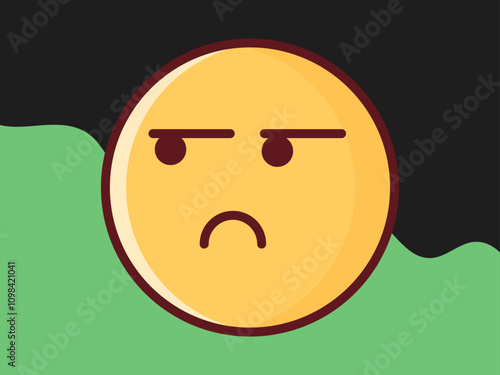 An illustration of sad emoji on black and green background