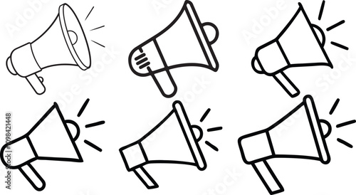Black and White Megaphone Silhouette Icon Minimalist Design for Communication and Promotion