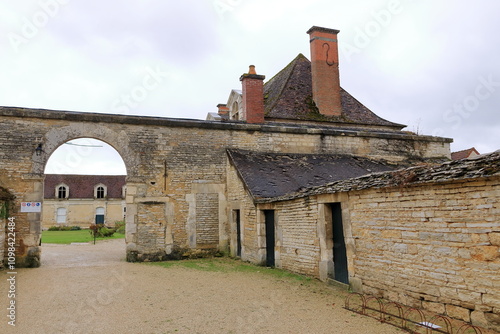 View of majestic french castle and park in Tanlay, Burgundy, France photo