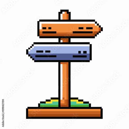 Pixel Art Directional Signpost   Retro Style Pointer Indicating Multiple Directions