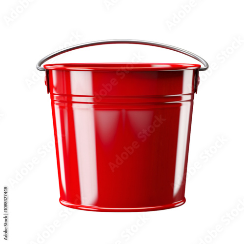 High-resolution image of a shiny red metal bucket photo