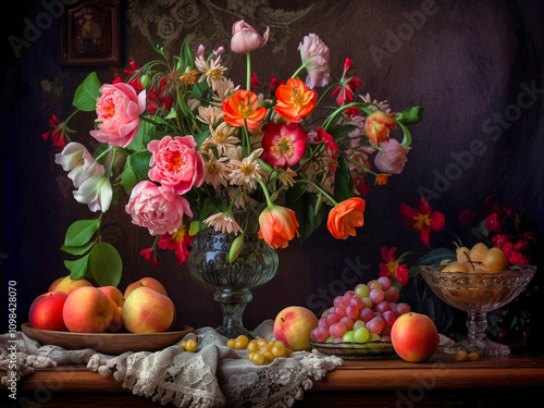 Still life, flowers in the vase