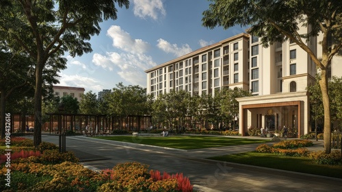 Wallpaper Mural Modern Apartment Building with Landscaped Courtyard Torontodigital.ca