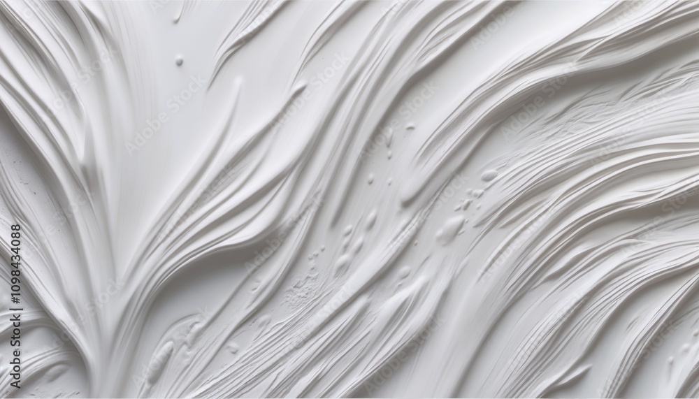 Obraz premium Textured white abstract design with flowing patterns and relief surface, copy space