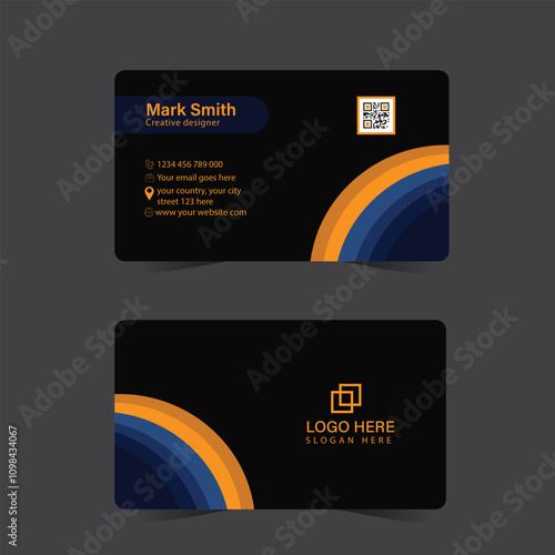 Abstract black yellow corporate visiting card 