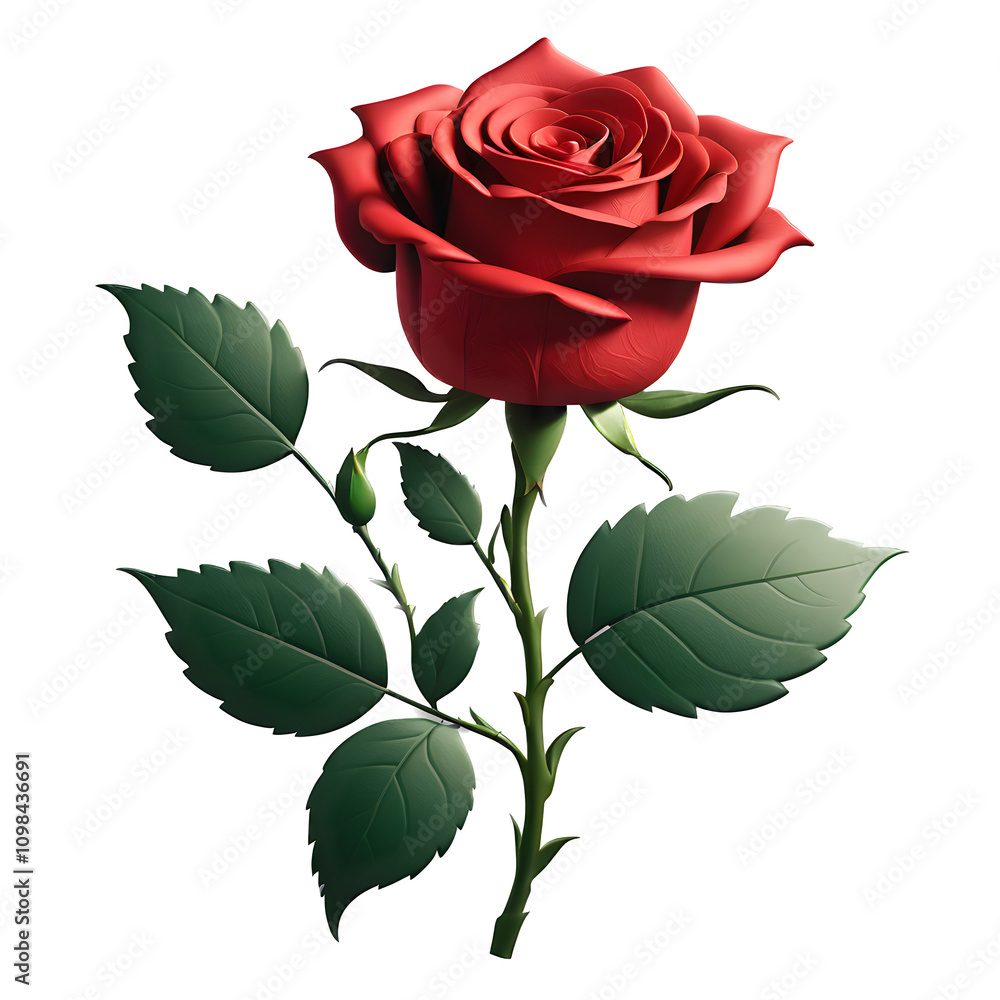 Obraz premium Single red rose Valentine's Day clipart