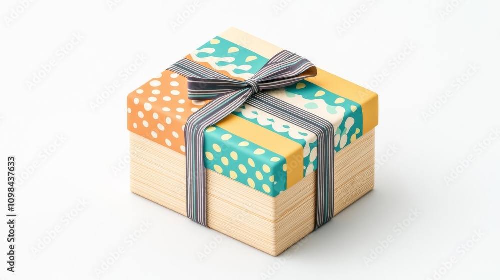 Fototapeta premium Colorful gift box with stylish ribbon design.